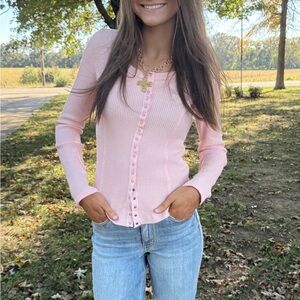 Very J Pink Button-Up Blouse